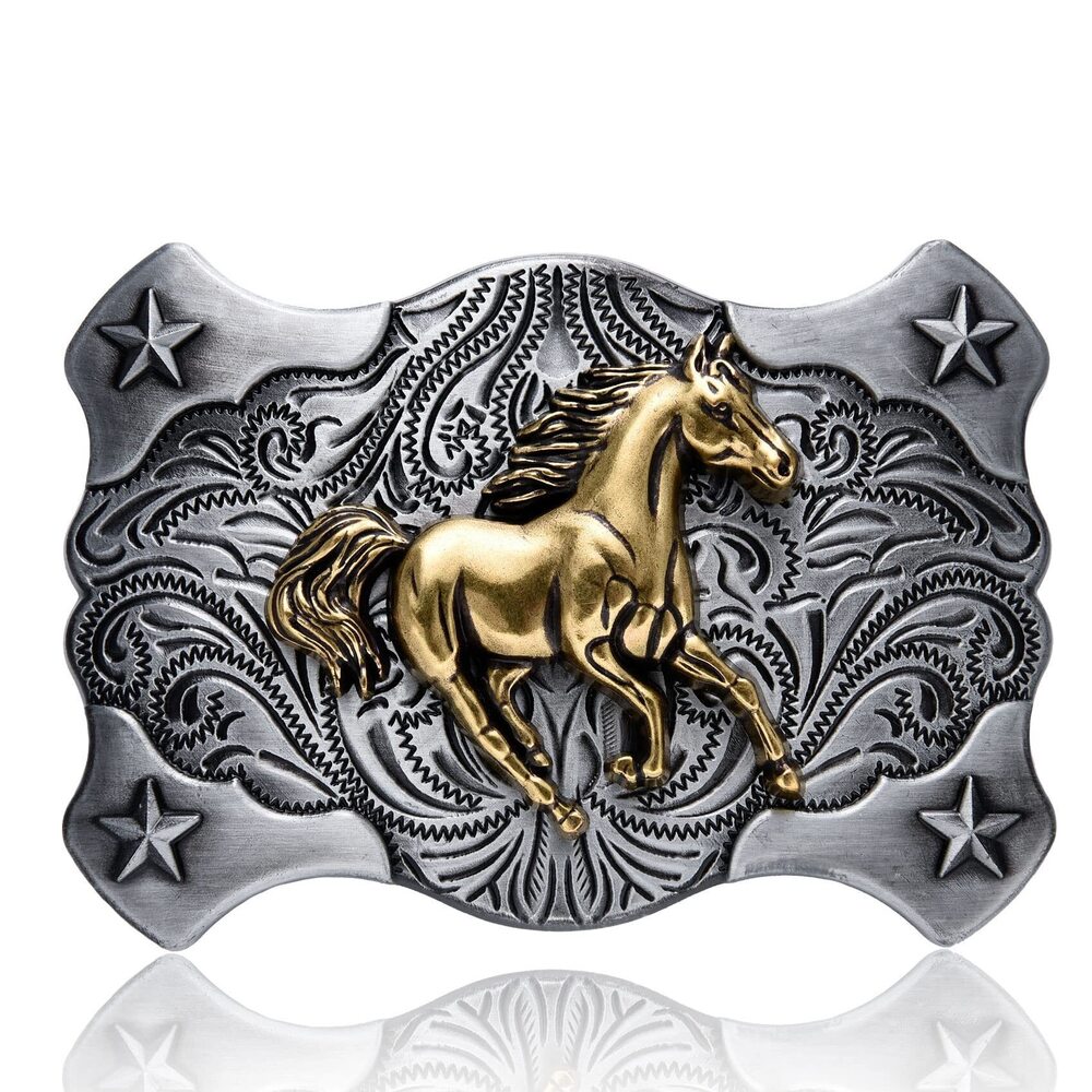 7029 Western Cowboy Belt Buckle , Horse Belt Buckle, Running Horse Belt